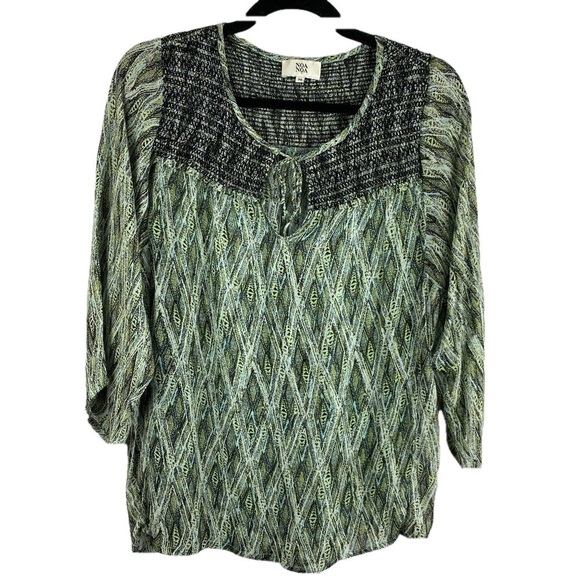 NOA Noa Green Boho Embroidered Semi Sheer Viscose Blouse Medium - Picture 1 of 11